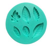 AKORD 6 Cavity Leaves Shape Fondant Cake Decoration Baking Mould, Silicone, Green, 10 cm diameter