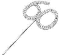 AKORD 60th Birthday Cake Topper - Sparkling Silver Rhinestone Number 60 Decoration for Diamond Wedding Anniversary, Elegant Crystal Party Supplies and Milestone Celebration Centrepiece