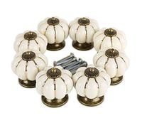 AKORD 8X Ceramic Vintage Pumpkin Cabinet Drawer Knob Door Handle, Ivory