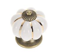 AKORD 8X Ceramic Vintage Pumpkin Cabinet Drawer Knob Door Handle, White