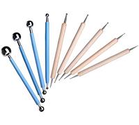 AKORD 9 Pieces Ball Stylus Tools Dotting Sculpting Modeling Tools Clay Ceramics Pottery Carving Modelling Tool Embossing Sculpting Set