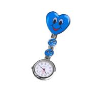 AKORD Blue Heart Quartz Movement Clip Nurse Brooch Fob Tunic Watch Smiley Face