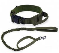 AKORD Dog Collar Durable Tactical Leash Set Adjustable Military Pet Collar, Green