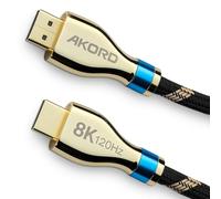 AKORD HDMI 2.1 Cable 1m - 8K 60Hz / 4K 120Hz Ultra High Speed, 48Gbps, eARC, HDR10+, VRR, Braided Nylon, Gold-Plated Connectors