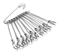 AKORD Large Safety Pin, Metal, Silver, 4-Inch, Pack of 10-8.7 x 2 x 1.8 cm