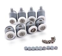AKORD New Single Shower Door Rollers/Runners/Wheels/Pulleys/Guides 23 mm Diameter DIY Replacement Parts, Grey, Set of 8