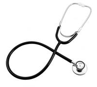 AKORD Pro Dual Head Stethoscope with Double-Sided Chestpiece, Black Tubing and Soft Ear Tips for Doctors, Nurses, EMTs, Vets and Students