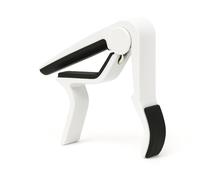 AKORD Quick Change Capo + 5 Picks for 6-String Acoustic & Electric Guitars, Classical Guitar & Ukulele - One-Handed Trigger Design, No Buzz, Lightweight & Durable - White