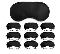 AKORD Sleep Eye Mask Pack of 10 - Soft Black for Travel, Sleeping, Meditation, Light Blocking Comfort