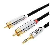 AKORD Stereo 3.5mm Jack Plug to TWIN 2 x RCA PHONO Audio Lead GOLD CABLE (4 Metre)