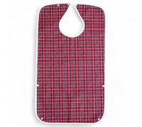 AKORD Waterproof Adult Mealtime Bib Protector Elderly Disability Aid Apron Food Catcher, Red