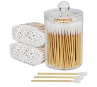 AkoSlale Bamboo Cotton Swabs with Holder, 200 Count (3 Inch) - Eco-Friendly Biodegradable Cotton Buds for Makeup Touch-Ups, Pet Ear Care, Household Precision Cleaning & Travel Storage Jar