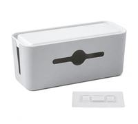 AkoSlale Cable Tidy Box, Cable Management Box, Wall Mounted & Under Desk Cable Organiser (Grey & White Lid), ABS Extension Lead Cover Box with Bottom Ventilation for TV & Pet Safety, 31 x 13.5 x 13 cm