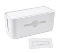 AkoSlale Cable Tidy Box, Cable Management Box, Wall Mounted & Under Desk Cable Organiser (White), ABS Extension Lead Cover Box with Bottom Ventilation for TV & Pet Safety, 31 x 13.5 x 13 cm