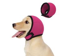 AkoSlale Dog Calming Ear Wrap with Noise Reduction - Anxiety Soothing Headgear for Grooming, Thunder, Fireworks & Bathing - Noise-Muffling Ear Cover for Small Dogs (Rose Red)