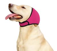 AkoSlale Dog Headband & Snood for Anxiety Relief, Calming Ear Wrap for Ear Hematoma Protection, Noise Cancelling Pet Hat for Grooming, Drying, Bathing & Fireworks (Rose Red, Size M)