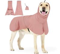 AkoSlale Waterproof Dog Raincoat Pink X-Large - Lightweight Windproof Shell for Winter Muddy Walks, Reflective Hooded Poncho with Harness Slot (Fits Chest 72-84cm)