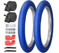 AKOSONE 16/20x2.125 Folding Kids Bike Tire,Color Tires with Tubes, Levers, Repair Kit, Rim Strips for Kid BMX MTB Bike,White/Brown/Blue/Red