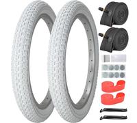 AKOSONE 16/20x2.125 Folding Kids Bike Tire,Color Tires with Tubes, Levers, Repair Kit, Rim Strips for Kid BMX MTB Bike,White/Brown/Blue/Red
