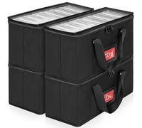 AKOZLIN 4 Pack CD Storage Boxs with Clear PVC Lid and Index Labels 13.7"× 5.5"× 6.3" CD Case Holder,Each Can Hold 31 CDs Jewel Cases or 170 Discs