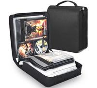 AKOZLIN DVD CD Storage Box with Extra Wide Title Pages, Portable Binder Holder, Wallet, Album, DVD Bag, Protective Film Media Storage Box, 200 Disk Units, 100 Booklet Pockets