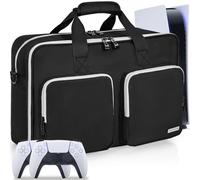 AKOZLIN Full Padded Carrying Travel Bag Compatible with PS5/PS5 Pro Console Monitor,Headset,Game,Charger & Accessories Storage Case [Video Game] Black