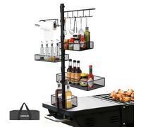 AKOZLIN Grill Accessories Organizer Griddle Caddy for Blackstone Griddle Accessories with Paper Towel Holder and Tool Holder Camping BBQ Grill Caddy Outdoor Barbeque Accessory Holder, Black