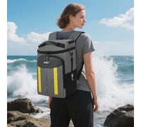 AKOZLIN Insulated Cooler Backpack 30 Cans Lunch Backpack Waterproof Leak Proof 2 Insulated Compartments Thermal Bag with Handle for Camping Beach Travel Hiking,Dark Gray