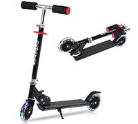 AKOZLIN Kick Scooter for Kids Folding 3 Adjustable Height with Light-Up Wheels Lightweight Aluminum Alloy Frame with Kickstand for Children Ages 3-12, Max Load 110lbs,Black