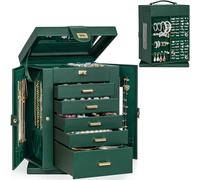 AKOZLIN Large Jewelry Box 6-Tier Organizer Functional 360° Rotating Jewelry Storage Case for Women Girls Ring Necklace Earring Bracelet Holder with Mirror