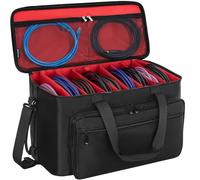 AKOZLIN Large Travel Gig Band Cable File Bag with Detachable Dividers DJ Cord Organizer Case for DJ Gear Sound Instrument and Musician Accessories Red