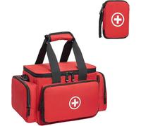 AKOZLIN Medical Supplies Bag Portable Large Emergency Bag (Empty), Nurse/Professional First Aid Bag,Suitable for General Practitioners, Home Care, Travel or Emergency Event,Red