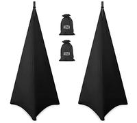AKOZLIN Speaker Stand Cover with 360 Degree Tripod Stand Skirt Skrim Stretchable Lycra Fabric Covers with Free Storage Bag TWO PACK BLACK
