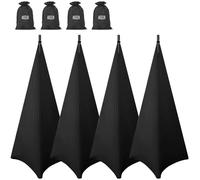 AKOZLIN Speaker Stand Cover with 360 Degree Tripod Stand Skirt Skrim Stretchable Lycra Fabric Covers with Free Storage Bag Four Pack Black