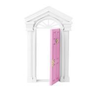 Akozon 1:12 Dollhouse Miniature Fairy Opening Birch Wood Door with Accessories (Rosy)