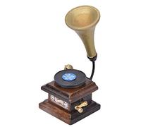 Akozon 1:12 Scale Dollhouse Retro Phonograph Decoration Mini Vintage Phonograph with Phonogram (Brown)