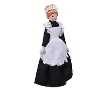 Akozon 1:12 Scale Handcrafted Movable Miniature Ceramic Maid Doll Model, Lifelike Appearance DIY Doll House Accessories