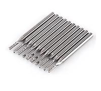 1 Flute End Mills Set, Akozon Engraving End Mill End Mill Cutters 1/8'' Shank Tungsten Carbide End Mill CNC Engraving Tools Single Flute Spiral Bit Set of 10pcs