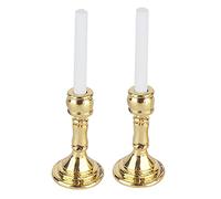 Akozon 1 Pair of 1:12 Scale Dollhouse Golden Candlestick Miniatures Deco Simulated Candle Holders for Dollhouse Decor