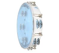 Akozon 10-Inch Self-Tuning Double Row Handheld Tambourine, Transparent Blue Color - for Musicians and Performers (Blue)