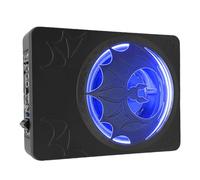 Akozon 10 Inch Slim Under Seat Active Bass Speaker With Built In Amplifier, Cast Aluminum Efficient Heat Dissipation Acoustic Subwoofer, Dynamic LED Ring Light (Blue)