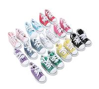 Akozon 10 Pairs of 1/3 Doll Canvas Shoes 3.0 Inches Long Assorted Colors, Anti Slip Doll Plimsolls for DIY Cosplay and Dress Up
