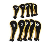 Akozon 10 Pcs Golf Iron Head Cover Set with Zipper Protective Golf Club Headcovers for Easy Identification and Maximum Durability (Yellow)