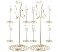 Akozon 10Pcs Cat Photo Table Clamp/Holder Cute Iron Wire Desktop Message Notes Holder, Metal Business Card Stand, Essential Office Supplies