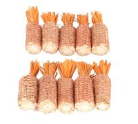 Akozon 10Pcs Hamster Corn Cob Carrot Shaped Teeth Grinding Rabbit Corn Cob Chew for Hamster Guinea Pig Rabbit Green, Small 10Pcs Hamster Corn (Orange S Size)