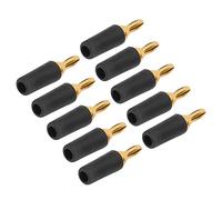 Akozon 10PCS J.10007 2.5mm Gold Plated Brass Banana Plug Connectors Heavy Duty Instrument Test Plug (Black)