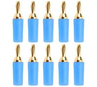 Akozon 10PCS J.10007 2.5mm Gold Plated Brass Banana Plug Connectors Heavy Duty Instrument Test Plug (Blue)