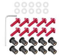 Akozon 10pcs Motorcycle Windshield Nut Washers Durable Metal Fasteners for Motorbike Fairing Screen Mounting Universal Fit (Red)