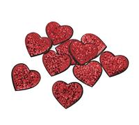 Akozon 10PCS Red Heart Patches DIY Cotton Iron On Embroidered Appliqués for Wedding Dresses, Gifts, Bags and More