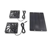 Akozon 10W 12V Solar Panel Fan Kit, Dual Air Extractor Outdoor Ventilation Kit, Polycrystalline Panels Equipment for Greenhouses 800MA Powered with 2m Cable, Portable